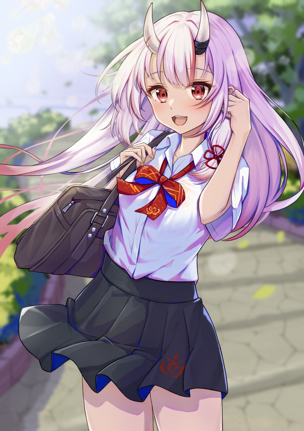hololive, horns, nakiri_ayame, rgrey00, see_through, seifuku