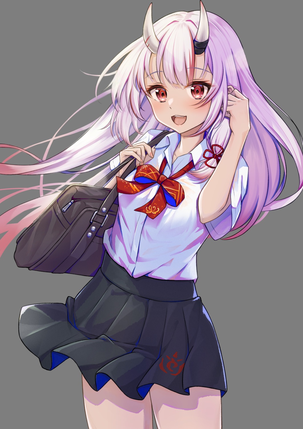 hololive, horns, nakiri_ayame, rgrey00, see_through, seifuku, transparent_png