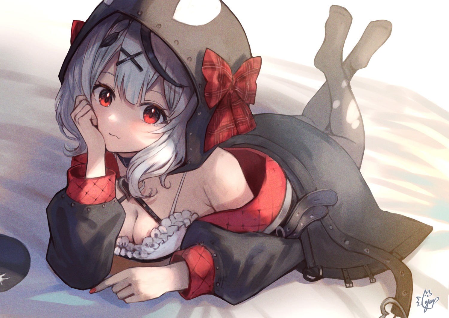 cleavage, hololive, no_bra, pantyhose, sakamata_chloe, xyunx