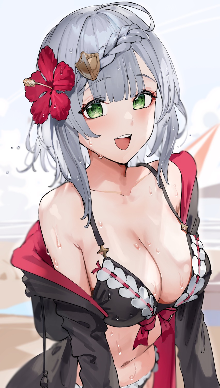 bikini, genshin_impact, noelle_(genshin_impact), swimsuits, wet, xkirara39x