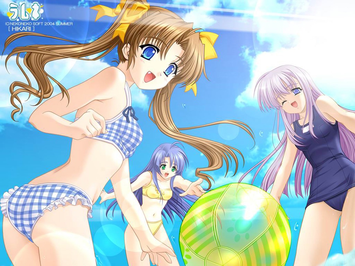 bikini, jpeg_artifacts, konoe_nanami, lamune, nakazato_hikari, school_swimsuit, swimsuits, tomosaka_suzuka