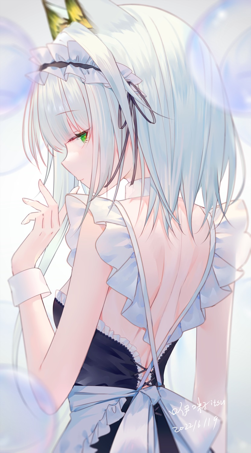 animal_ears, arknights, kal'tsit_(arknights), maid, no_bra, ookamisama