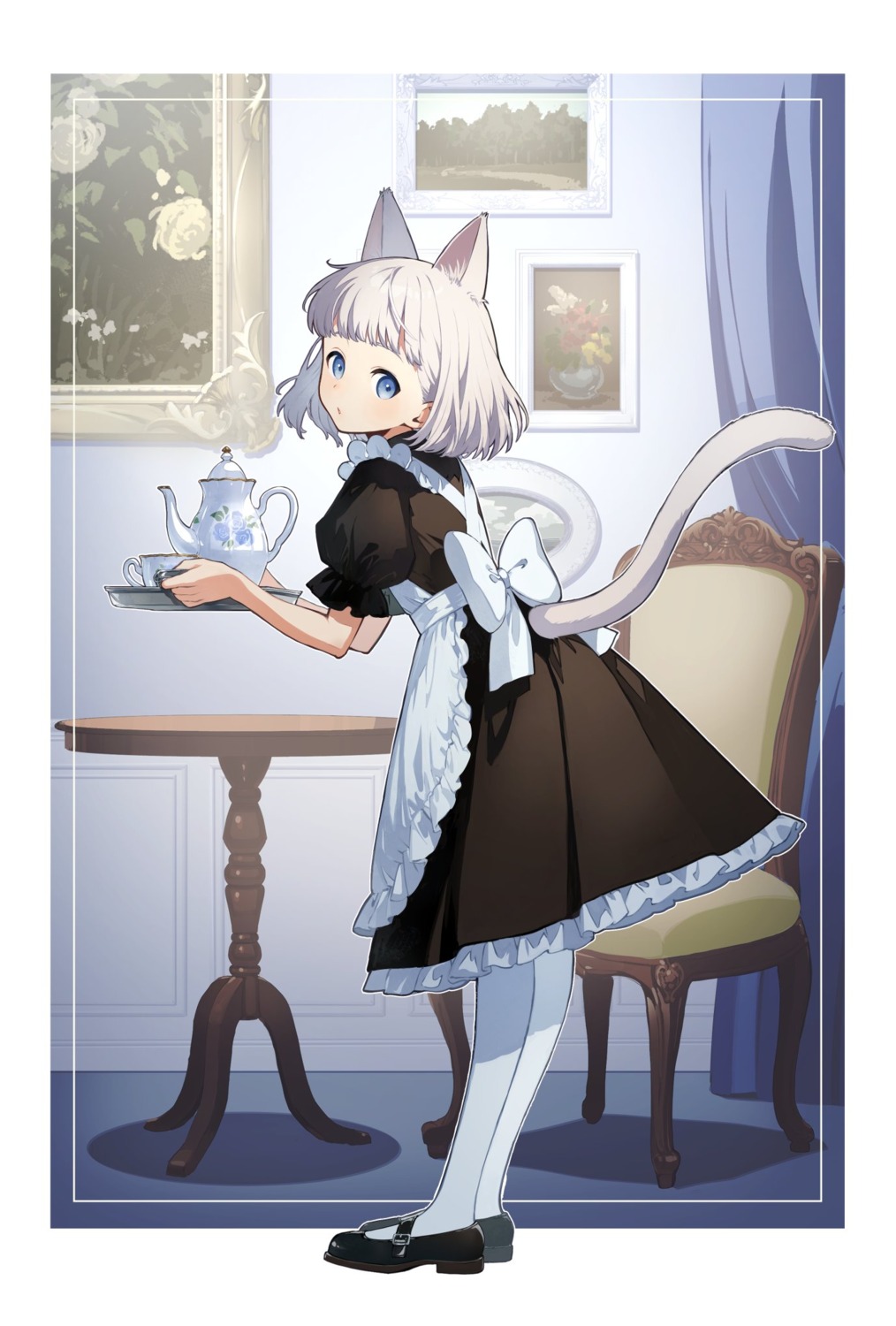 animal_ears, hana_moto, maid, nekomimi, tail