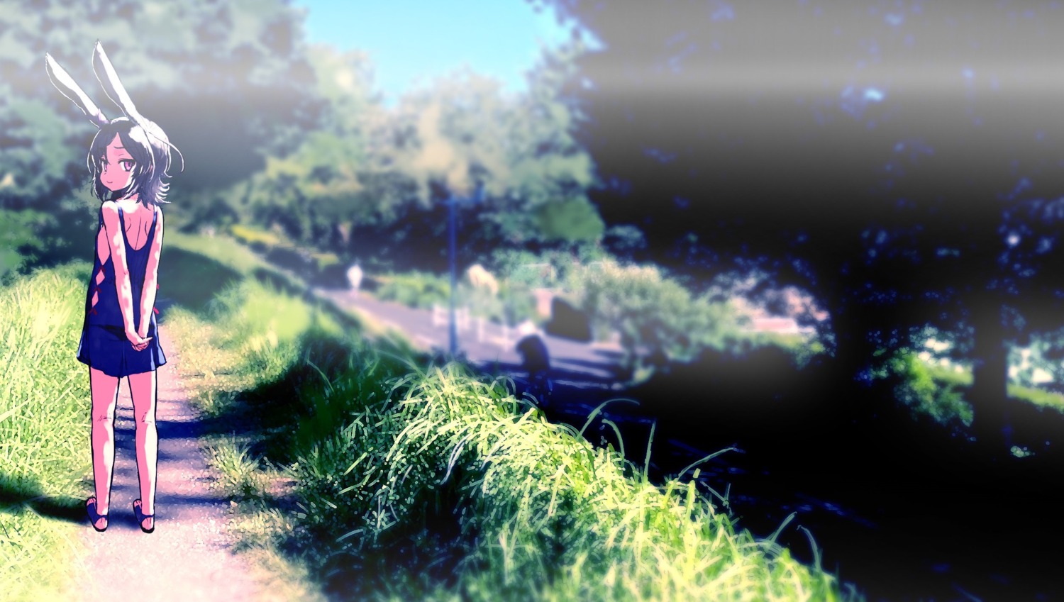 animal_ears, azur_lane, bunny_ears, dress, i-26_(azur_lane), landscape, sasahara_yuuki, summer_dress