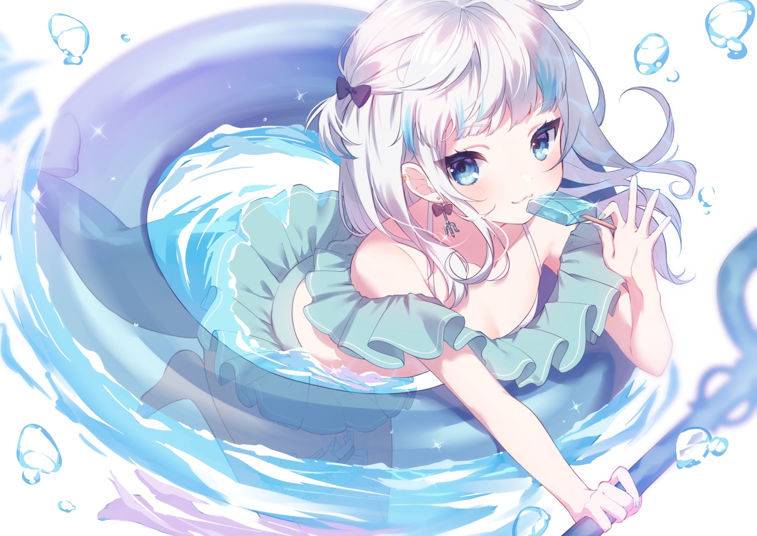 bikini, gawr_gura, hinakano_h, hololive, hololive_english, swimsuits, tail, weapon