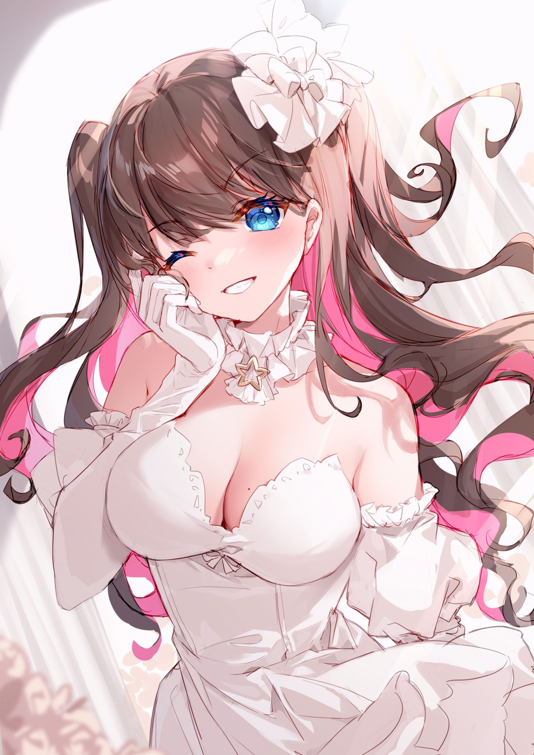 agari_lovely, bison_cangshu, dress, no_bra, project_sp, sketch, wedding_dress
