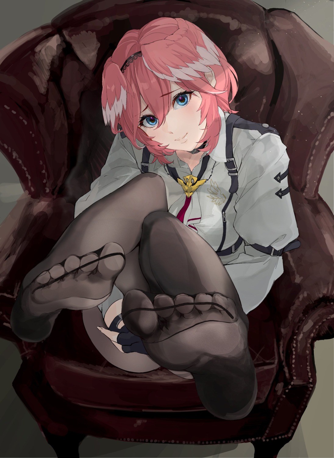 feet, hololive, pantyhose, takane_lui, torn_flipper, uniform, wings