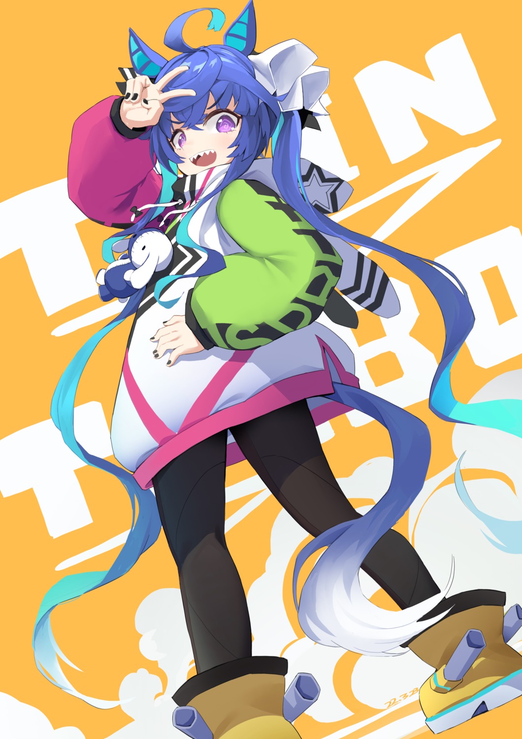 animal_ears, heterochromia, pantyhose, tail, twin_turbo_(umamusume), uma_musume_pretty_derby, uniform, ye_yemail