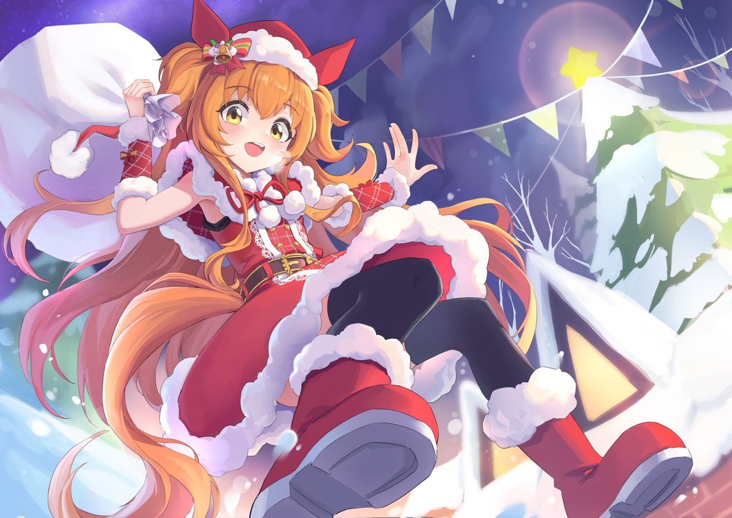 animal_ears, christmas, mayano_top_gun_(umamusume), tail, thighhighs, uma_musume_pretty_derby, ye_yemail