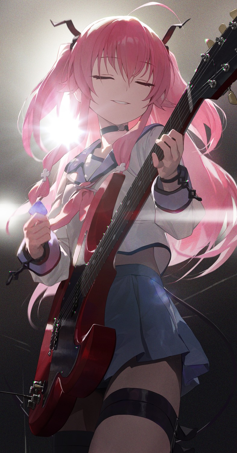angel_beats!, garter, guitar, modare, seifuku, yoshioka_yui