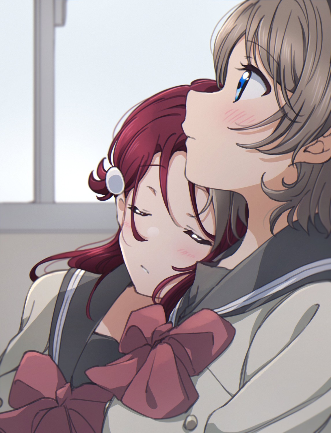 love_live!_(series), love_live!_sunshine!!, sakurauchi_riko, seifuku, watanabe_you, yuchi_(salmon-1000), yuri