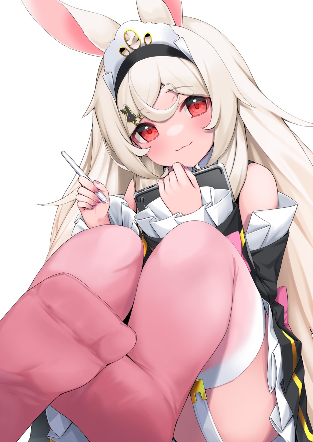 animal_ears, bunny_ears, feet, hashiko_nowoto, stockings, thighhighs