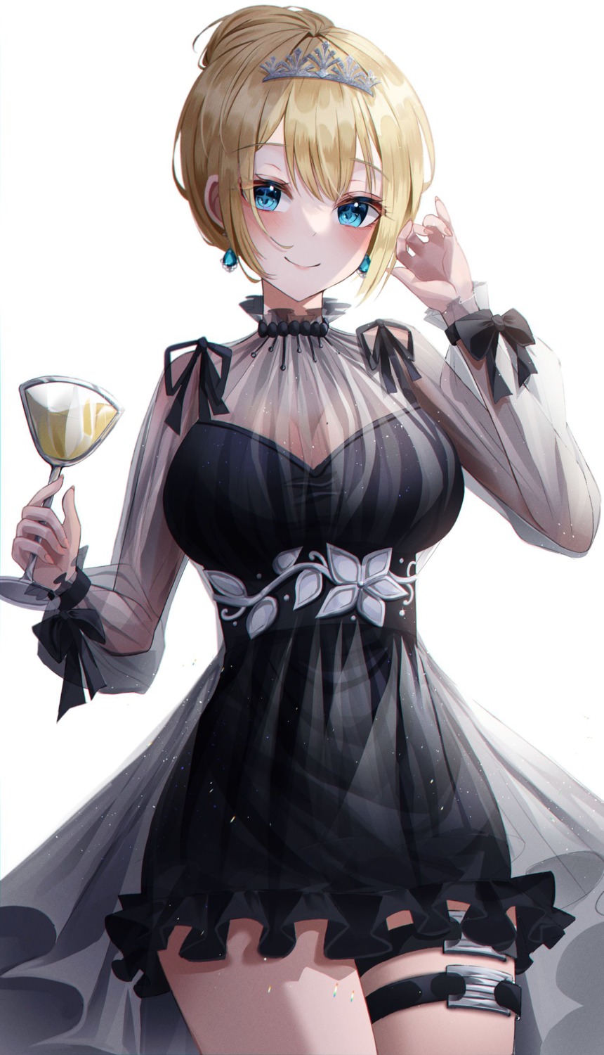 cleavage, dress, garter, hololive, hololive_english, kim_leeyoon, see_through, watson_amelia