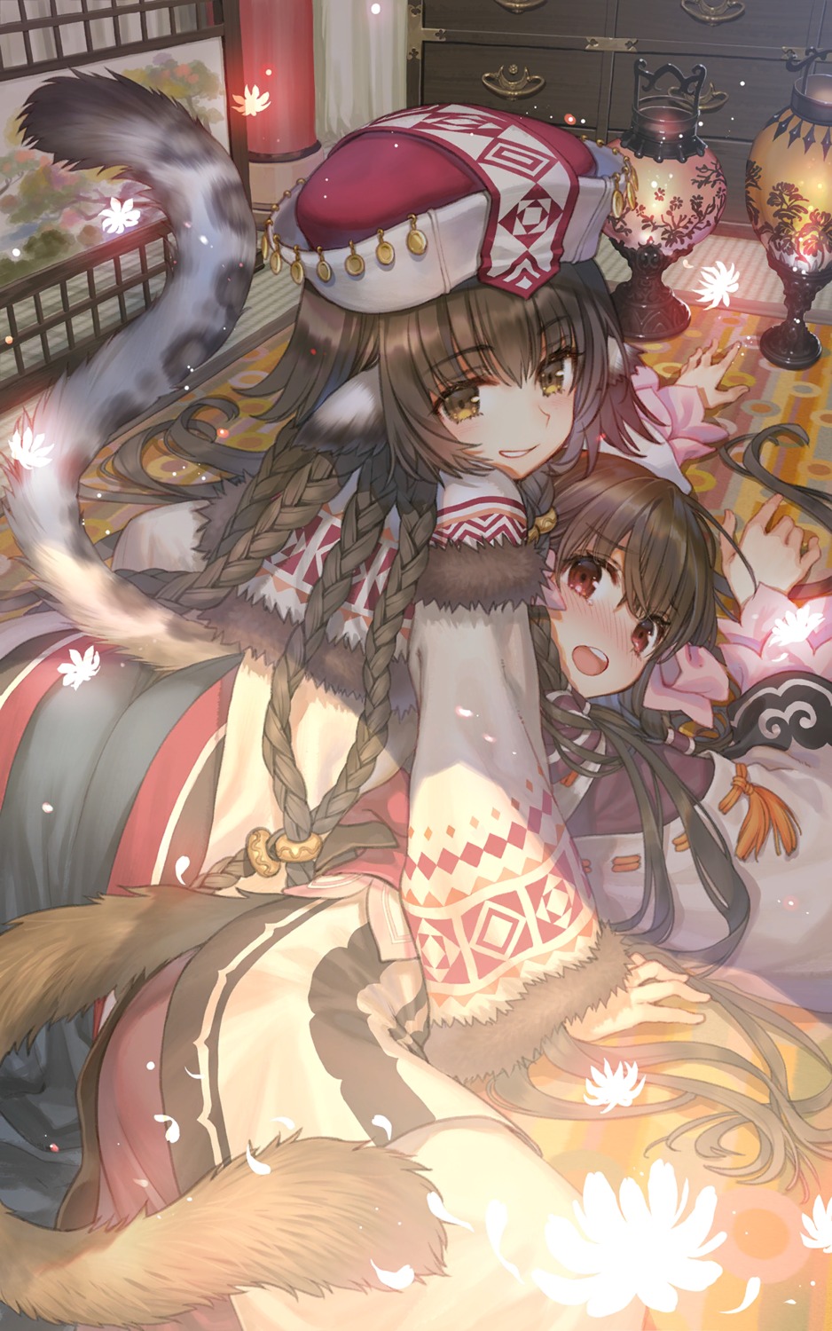 animal_ears, anju_(utawarerumono), kawaku, rurutie_(utawarerumono), tail, utawarerumono
