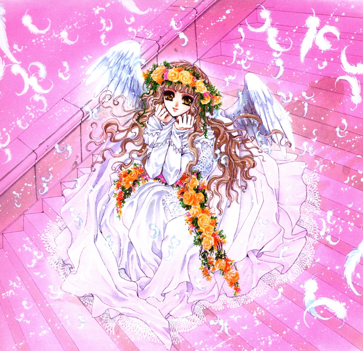 clamp, dress, monou_kotori, wings, x