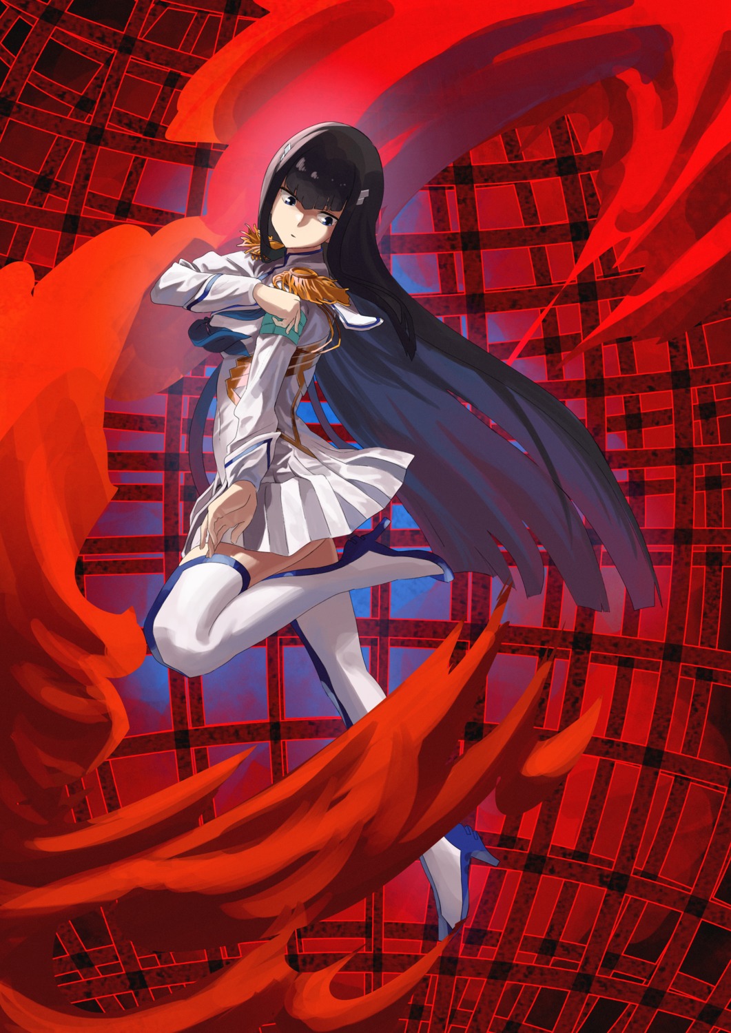 heels, junketsu, kill_la_kill, kiryuuin_satsuki, thighhighs, uniform, zyaki