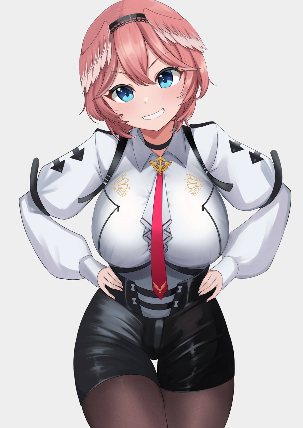 hololive, pantyhose, solfart, takane_lui, uniform, wings