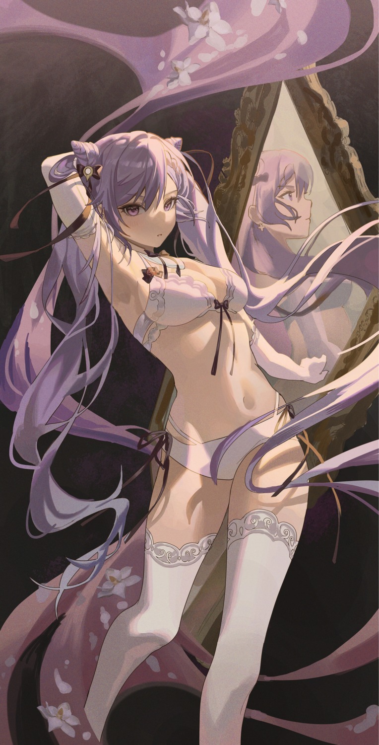 bra, genshin_impact, hy_(hem_oo), keqing, thighhighs