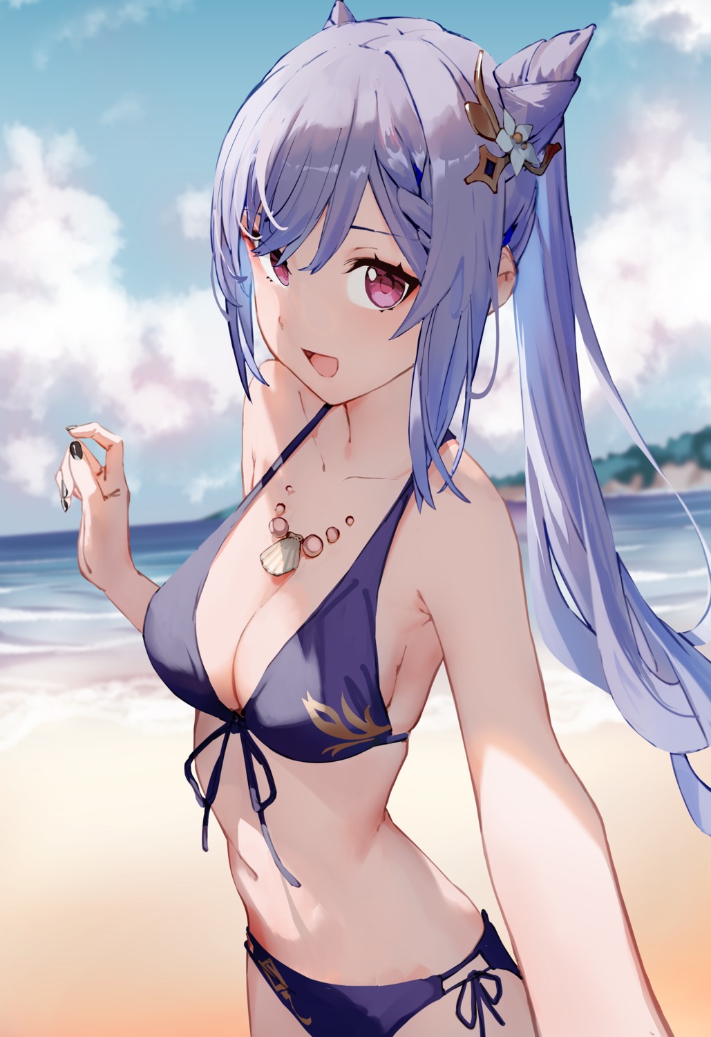 bikini, genshin_impact, keqing, selfie, swimsuits, xkirara39x