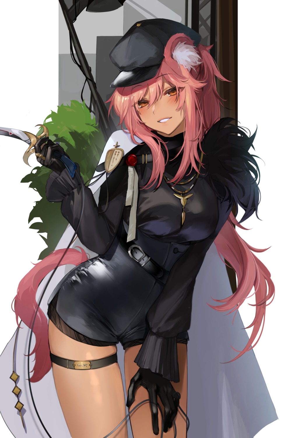 animal_ears, arknights, garter, gravel_(arknights), kandzume_(kandume200), weapon