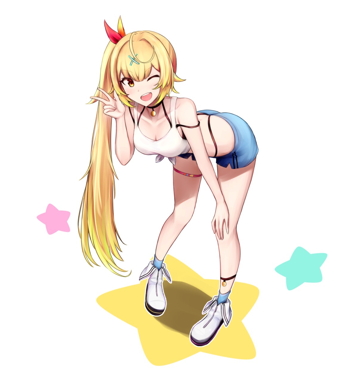 cleavage, garter, hoshikawa_sara, kenken_(keuken), nijisanji, pantsu