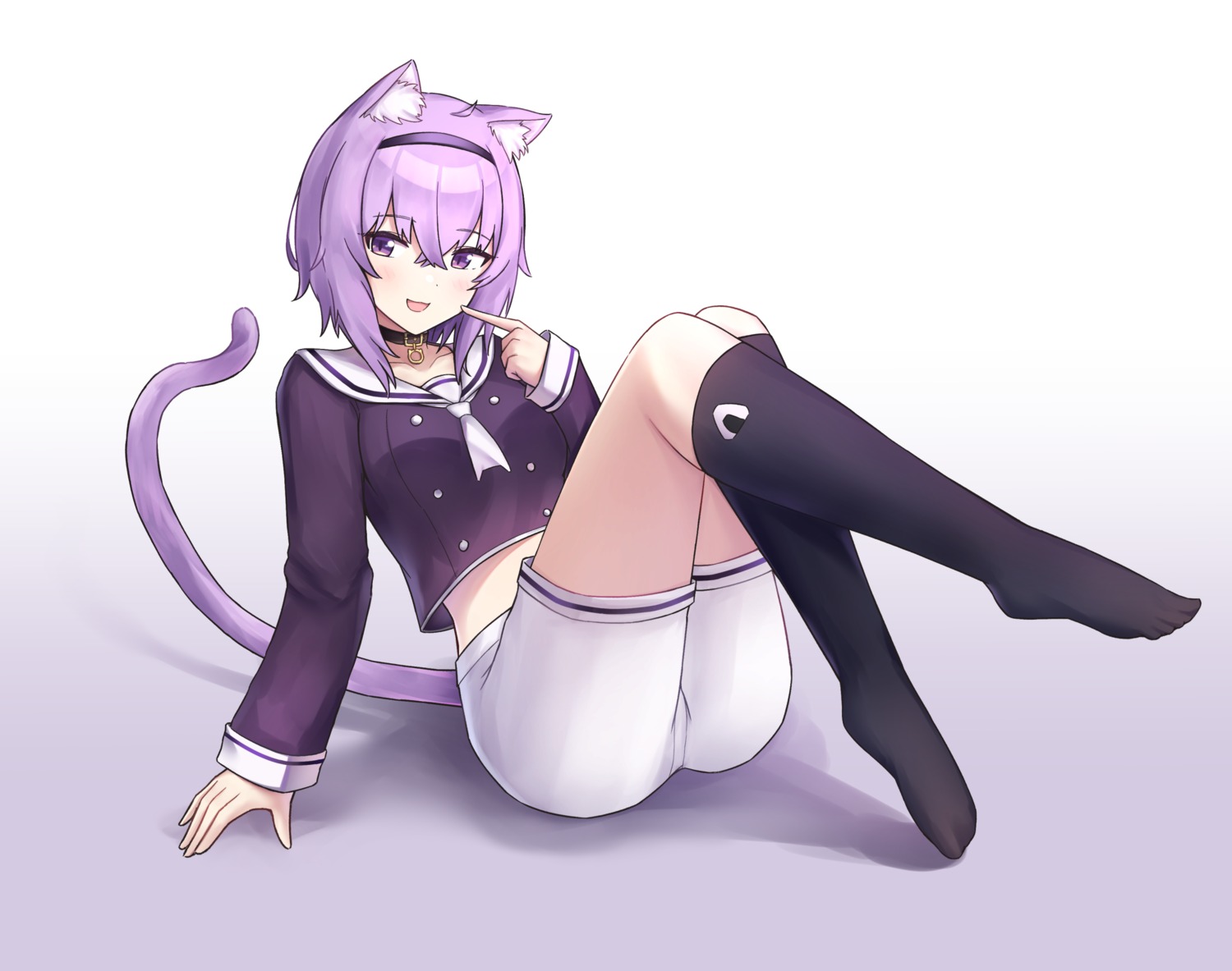 animal_ears, feet, hololive, hololive_gamers, kenken_(keuken), nekomata_okayu, nekomimi, seifuku