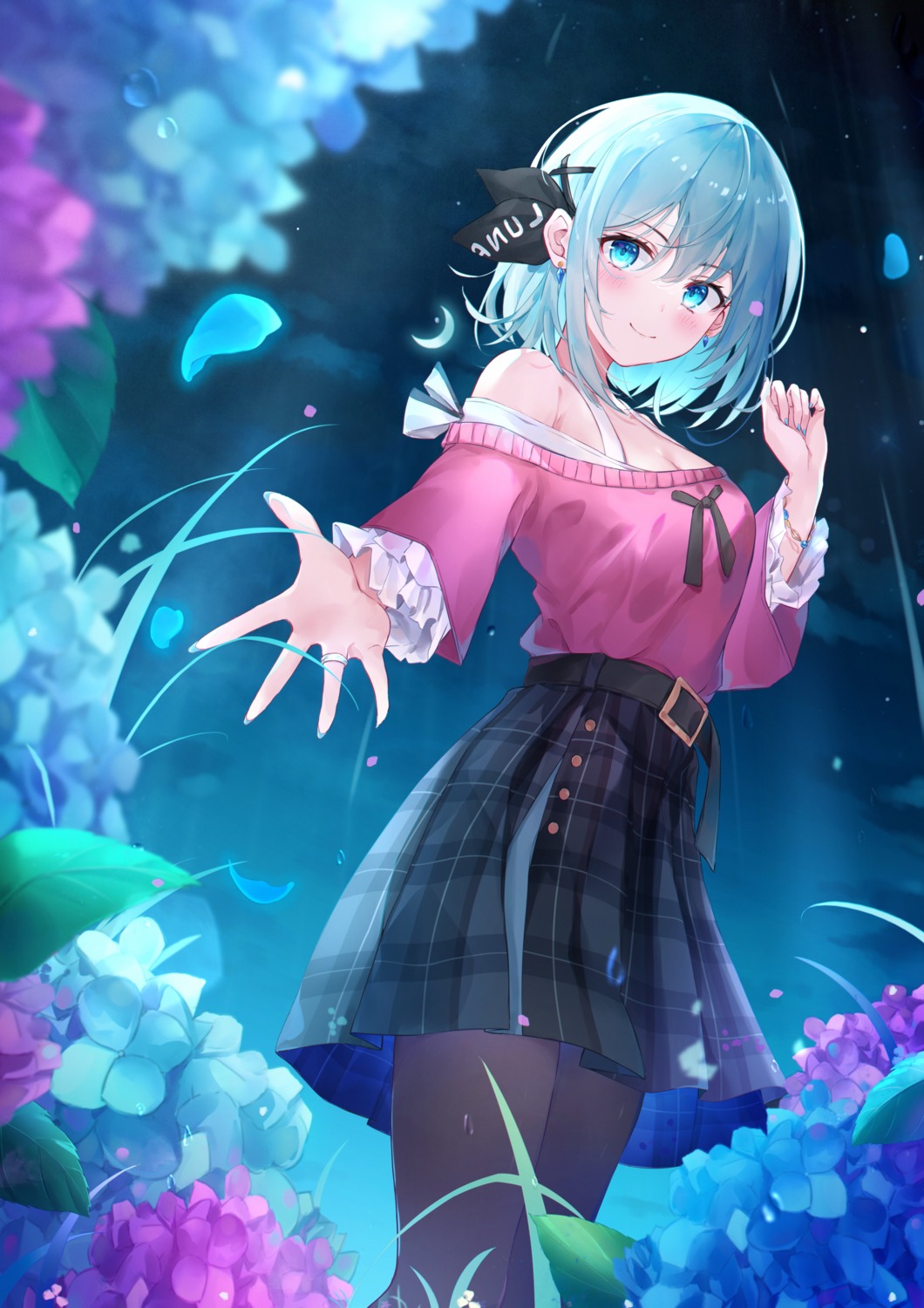 bai-hyacinth, cleavage, pantyhose, skirt_lift