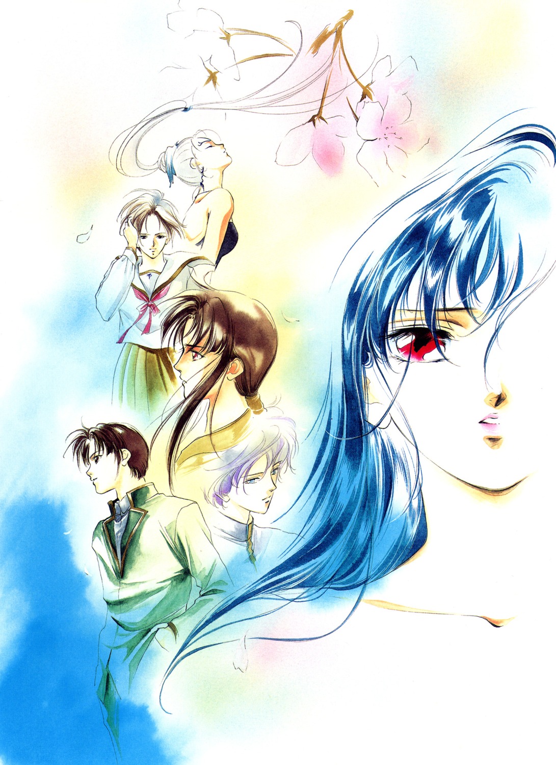 kakinouchi_narumi, vampire_princess_miyu, watercolor, yui_(miyu)