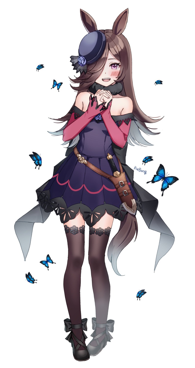 animal_ears, kubong, rice_shower_(umamusume), tail, thighhighs, uma_musume_pretty_derby, weapon