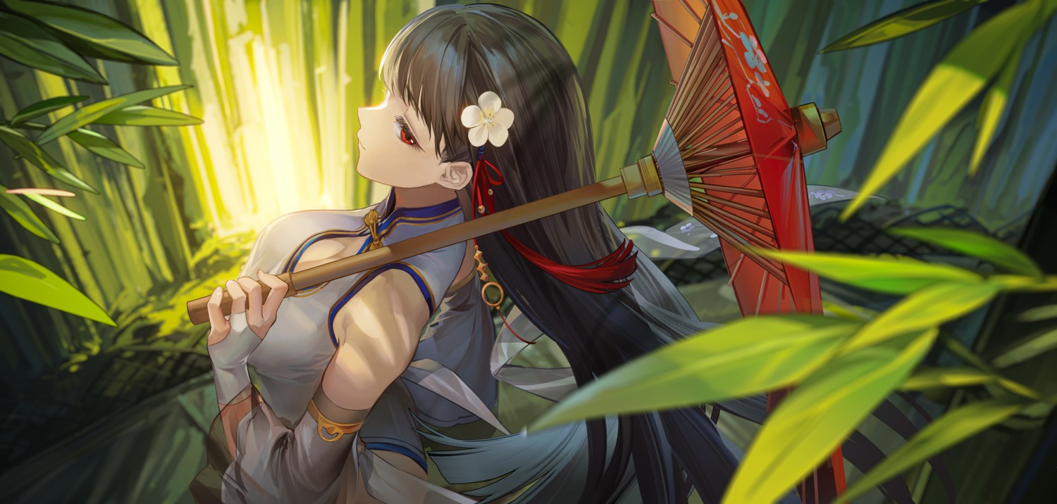asian_clothes, azur_lane, rff_(3_percent), umbrella, yat_sen_(azur_lane)
