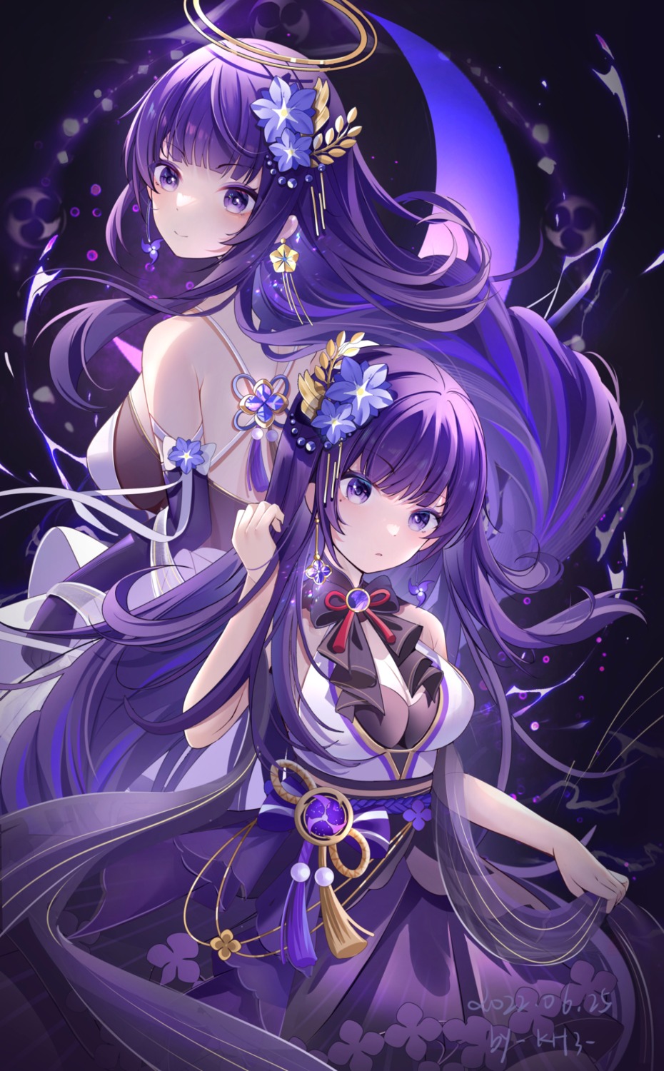 angel, cleavage, genshin_impact, japanese_clothes, miaogujun, raiden_makoto, raiden_shogun