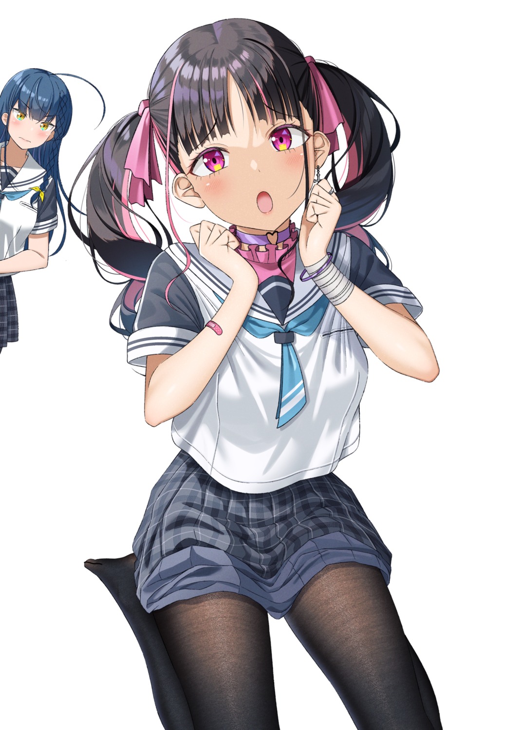 bandages, bandaid, gurande, natsumi_(gurande), pantyhose, rimone_(gurande), seifuku