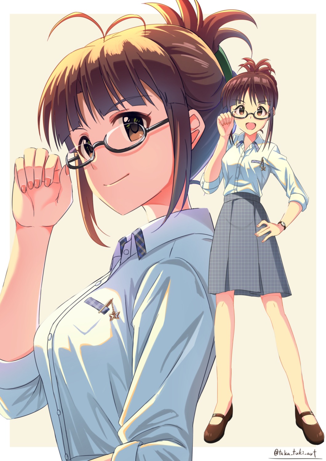 akizuki_ritsuko, megane, seifuku, takatsuki_(takatuki_art), the_idolm@ster