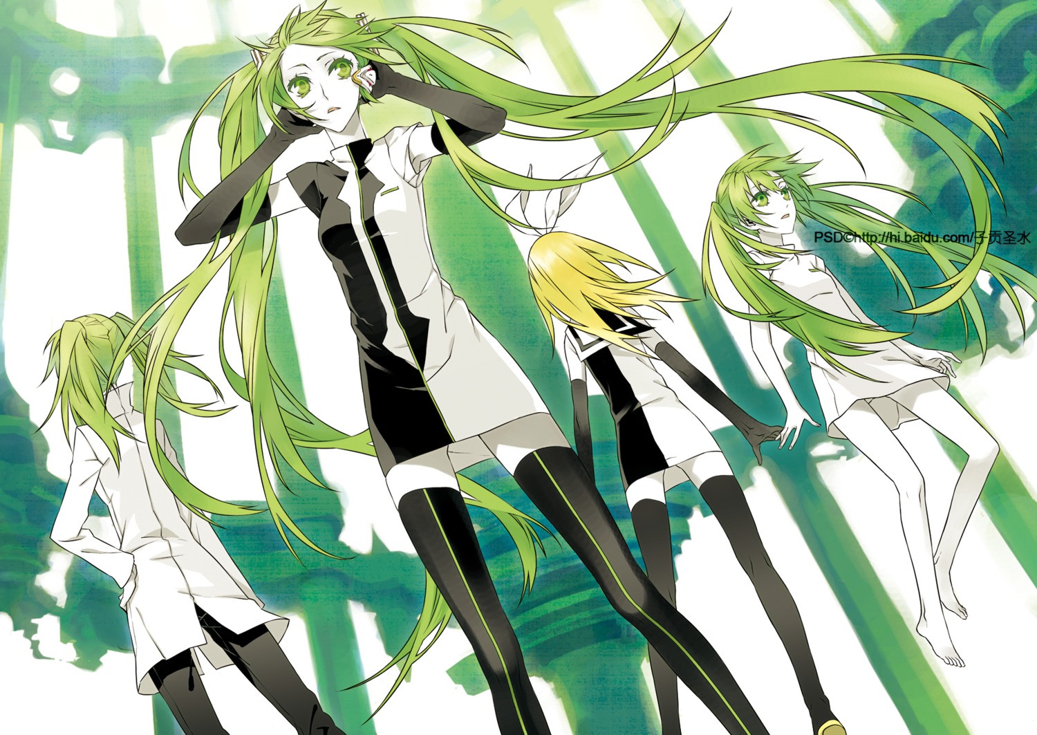 hatsune_miku, kagamine_rin, meltdown_(vocaloid), psd, vocaloid, watermark