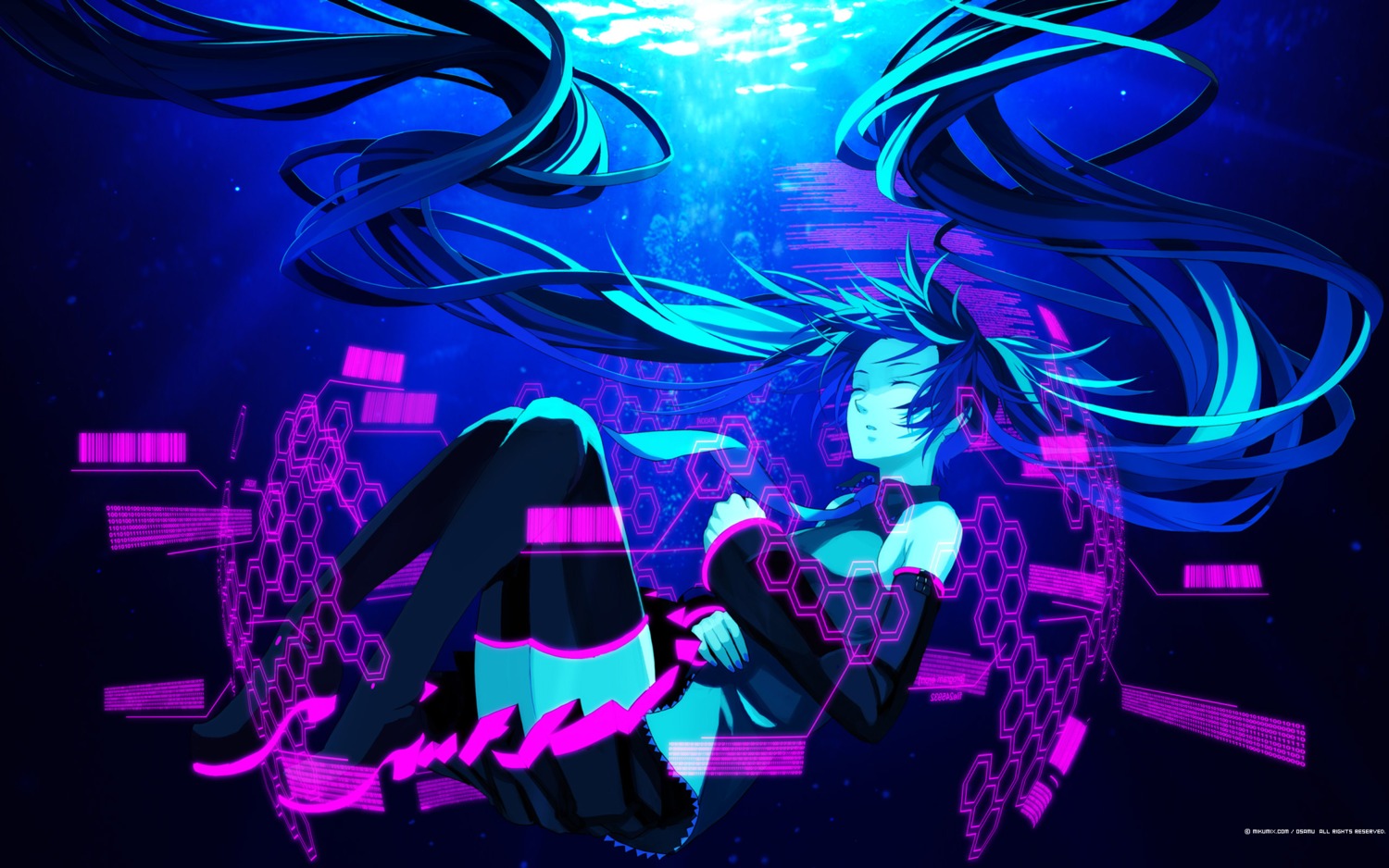 hatsune_miku, osamu, vocaloid, wallpaper