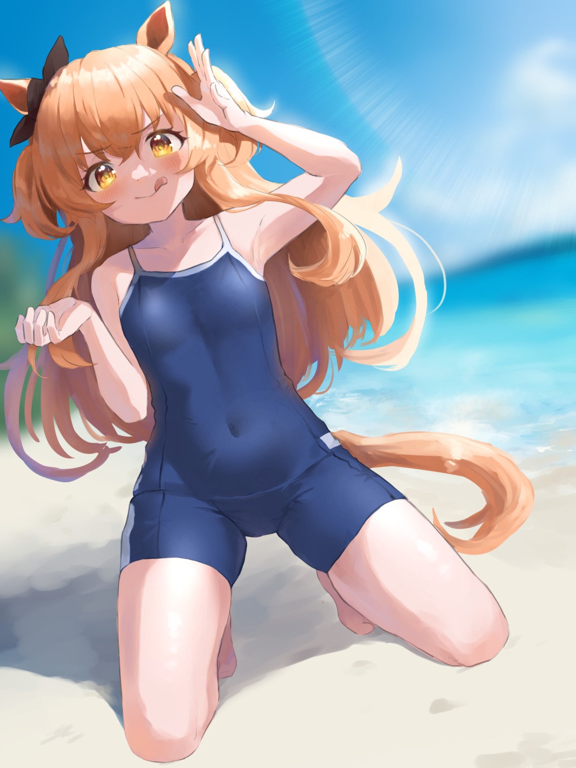 animal_ears, ant_m22, mayano_top_gun_(umamusume), school_swimsuit, swimsuits, tail, uma_musume_pretty_derby
