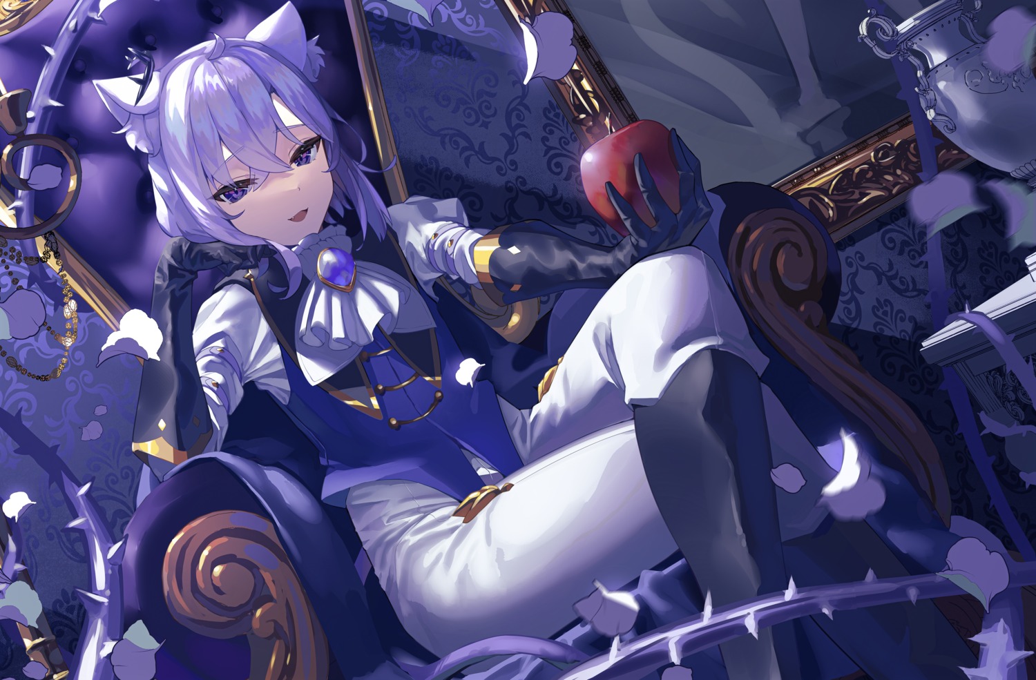 animal_ears, hololive, hololive_gamers, nekomata_okayu, nekomimi, susukawa_(susucawa), tail