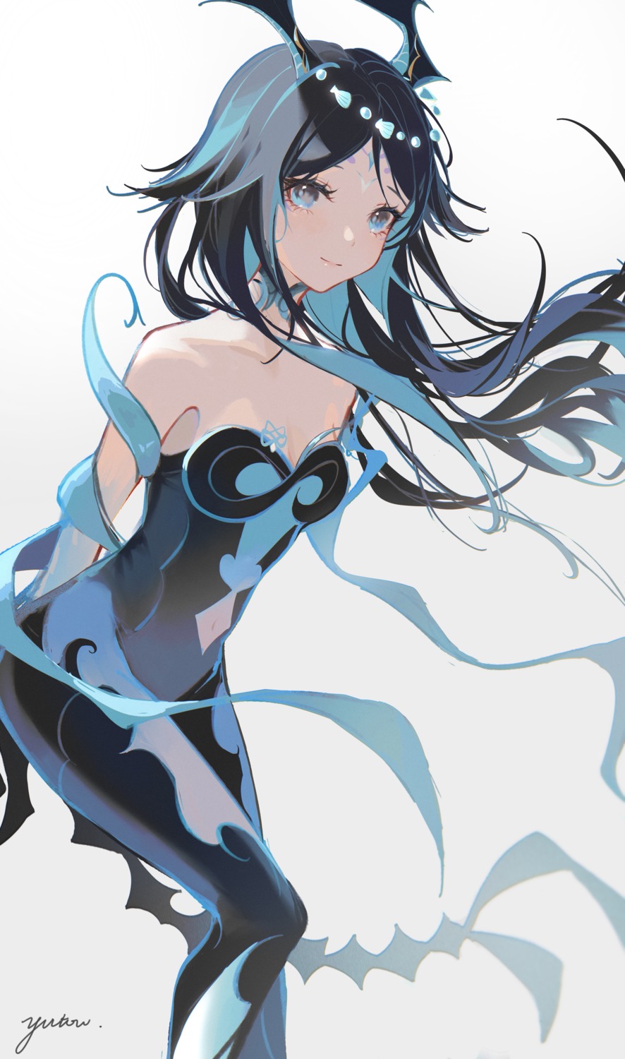 bodysuit, bonanus_(genshin_impact), genshin_impact, horns, no_bra, yutou75