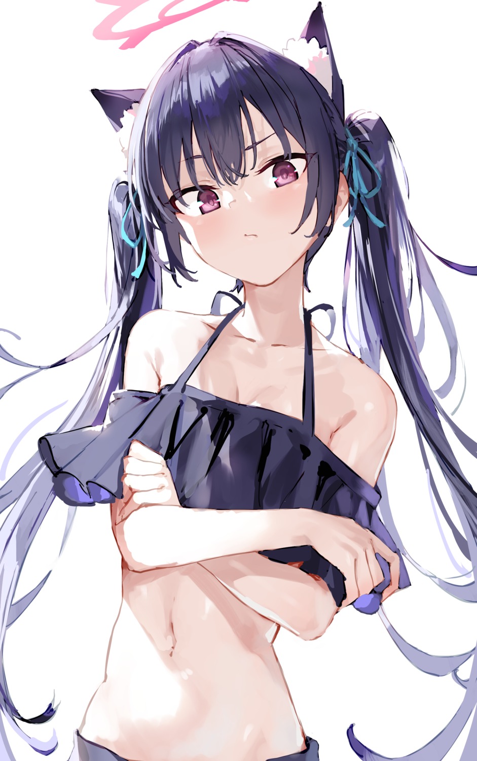 animal_ears, bikini, blue_archive, halo, kuromi_serika, nekomimi, swimsuits, xkirara39x