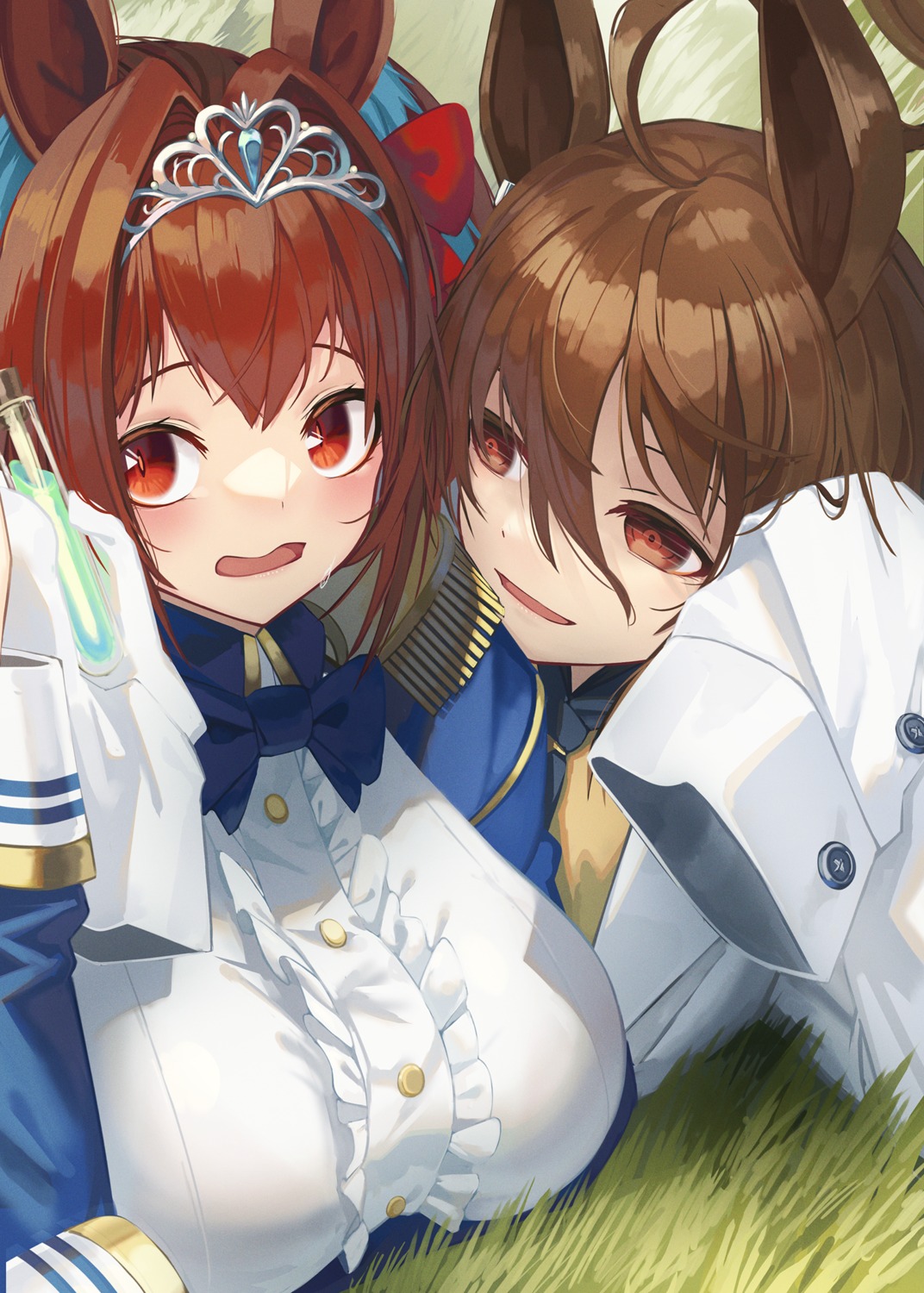 agnes_tachyon_(umamusume), animal_ears, daiwa_scarlet_(umamusume), natori_youkai, uma_musume_pretty_derby, uniform, yuri
