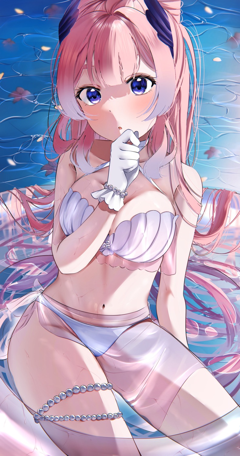 bikini, garter, genshin_impact, sangonomiya_kokomi, see_through, swimsuits, wet, yura_458