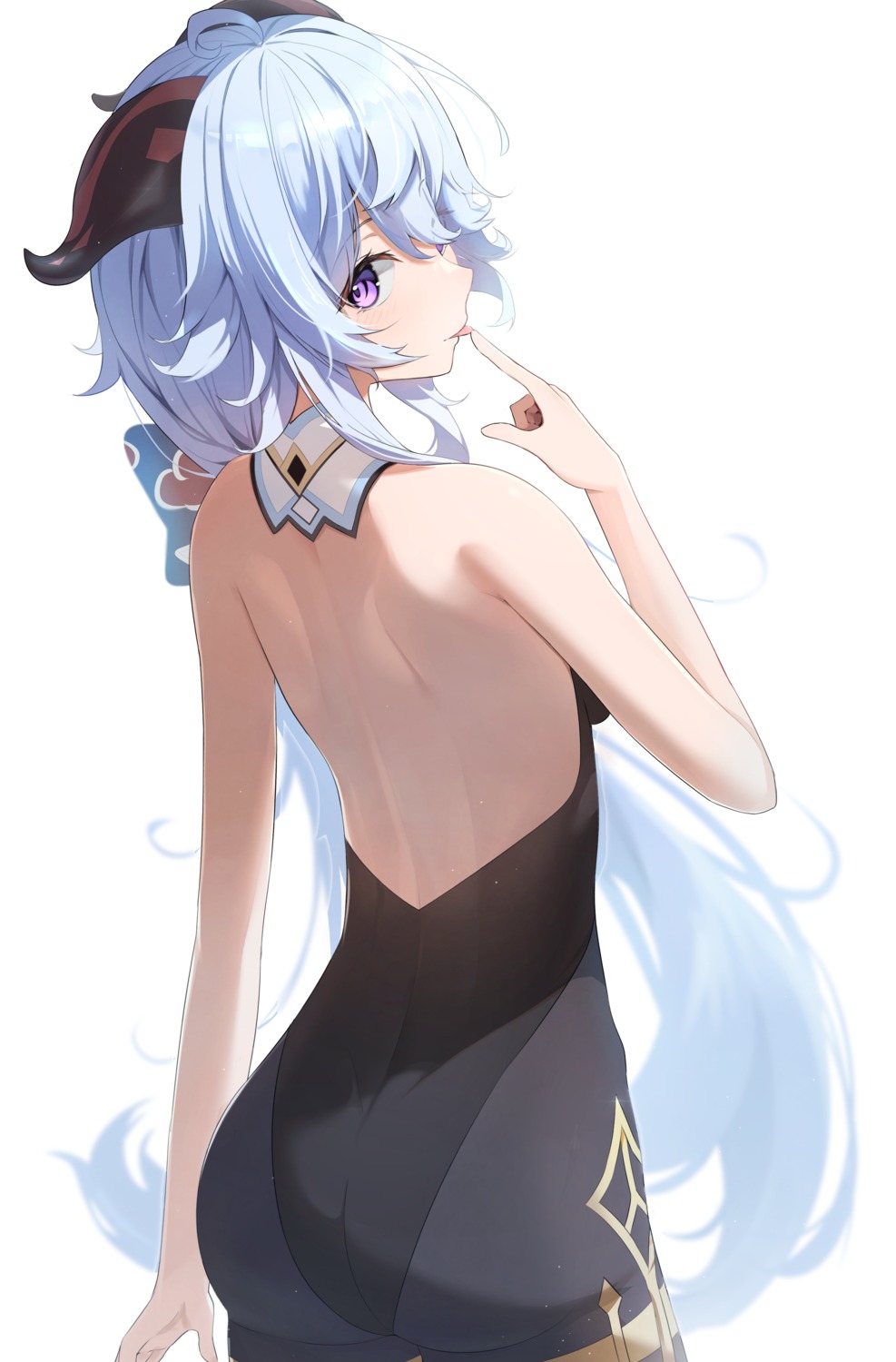 ass, ganyu, genshin_impact, horns, leotard, no_bra, pantyhose, three_twosix