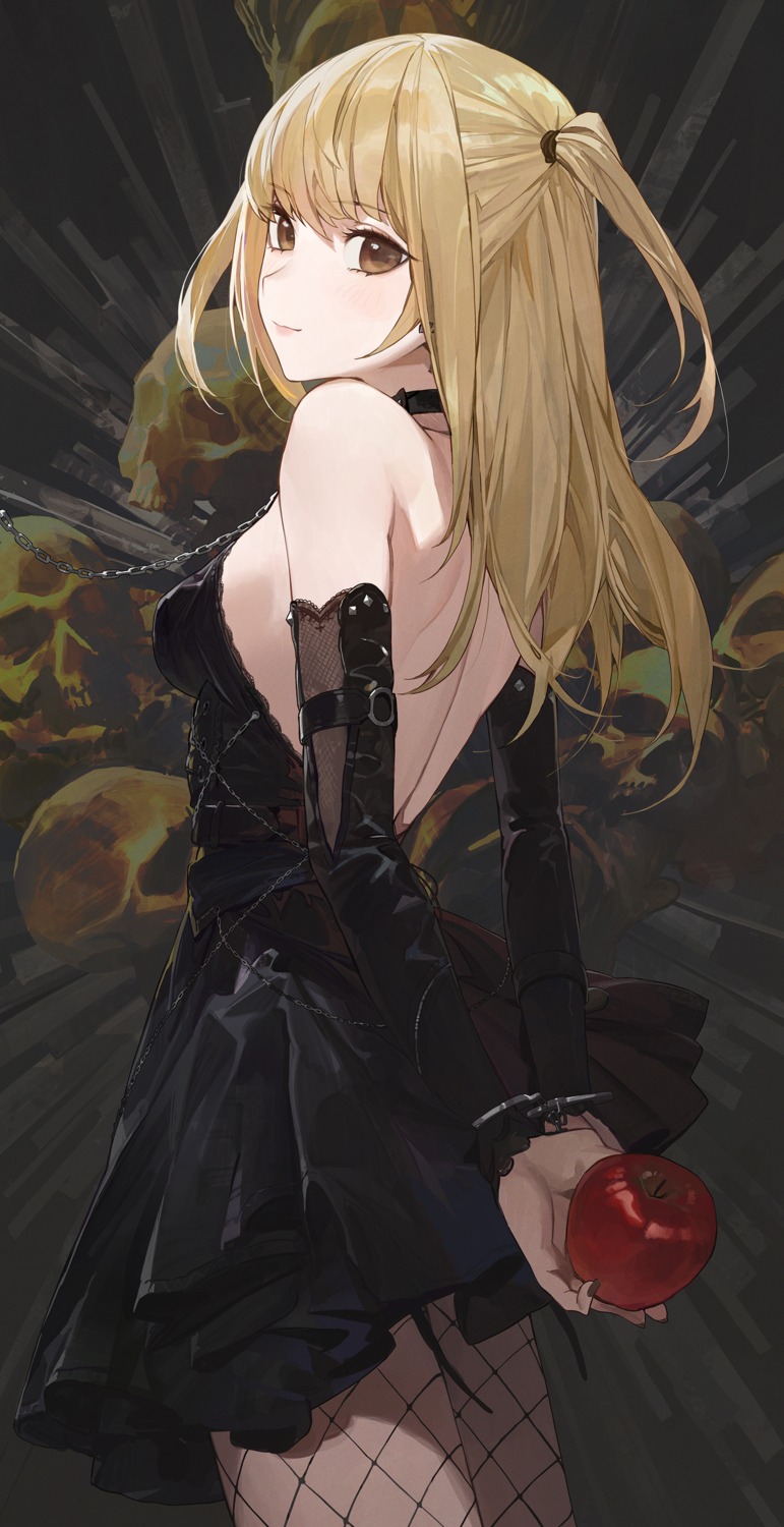 amane_misa, death_note, dress, fishnets, modare, no_bra, pantyhose