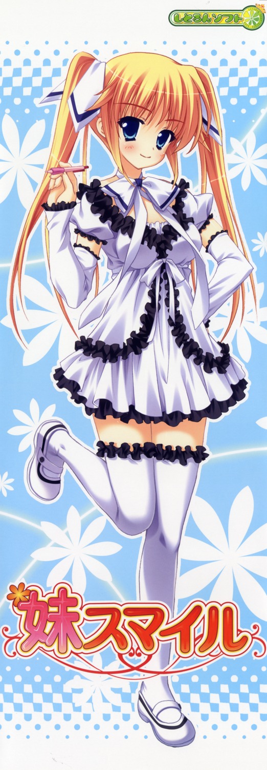 hinamatsuri_touko, imouto_smile, lolita_fashion, nonaka_shiki, stick_poster, thighhighs