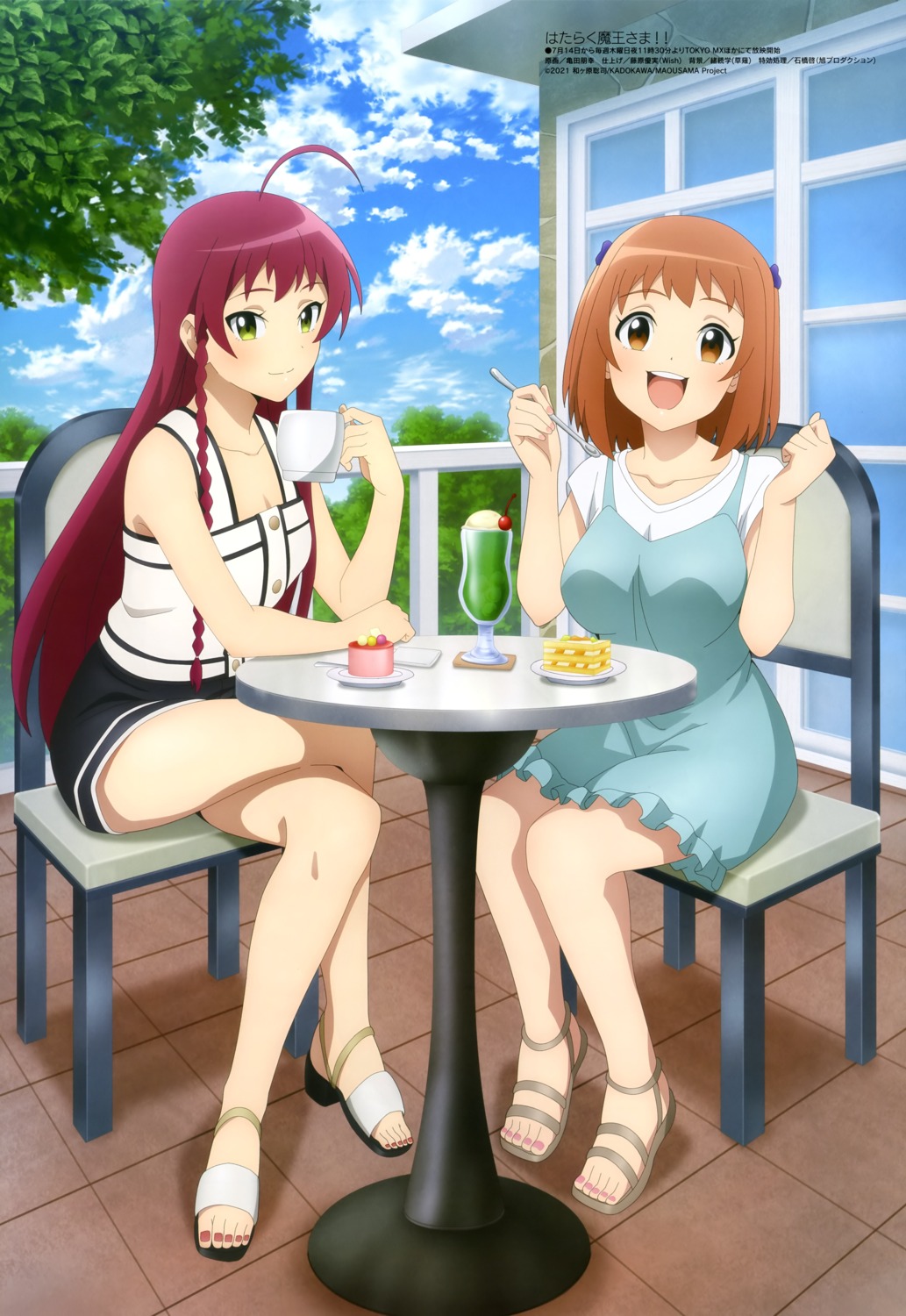 cleavage, dress, hataraku_maou-sama!, heels, kameda_tomoyuki, sasaki_chiho, yusa_emi