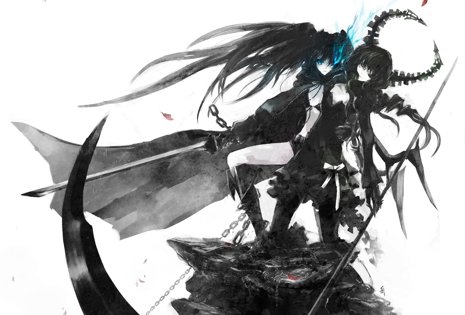 archlich, black_rock_shooter, black_rock_shooter_(character), dead_master, sword, vocaloid