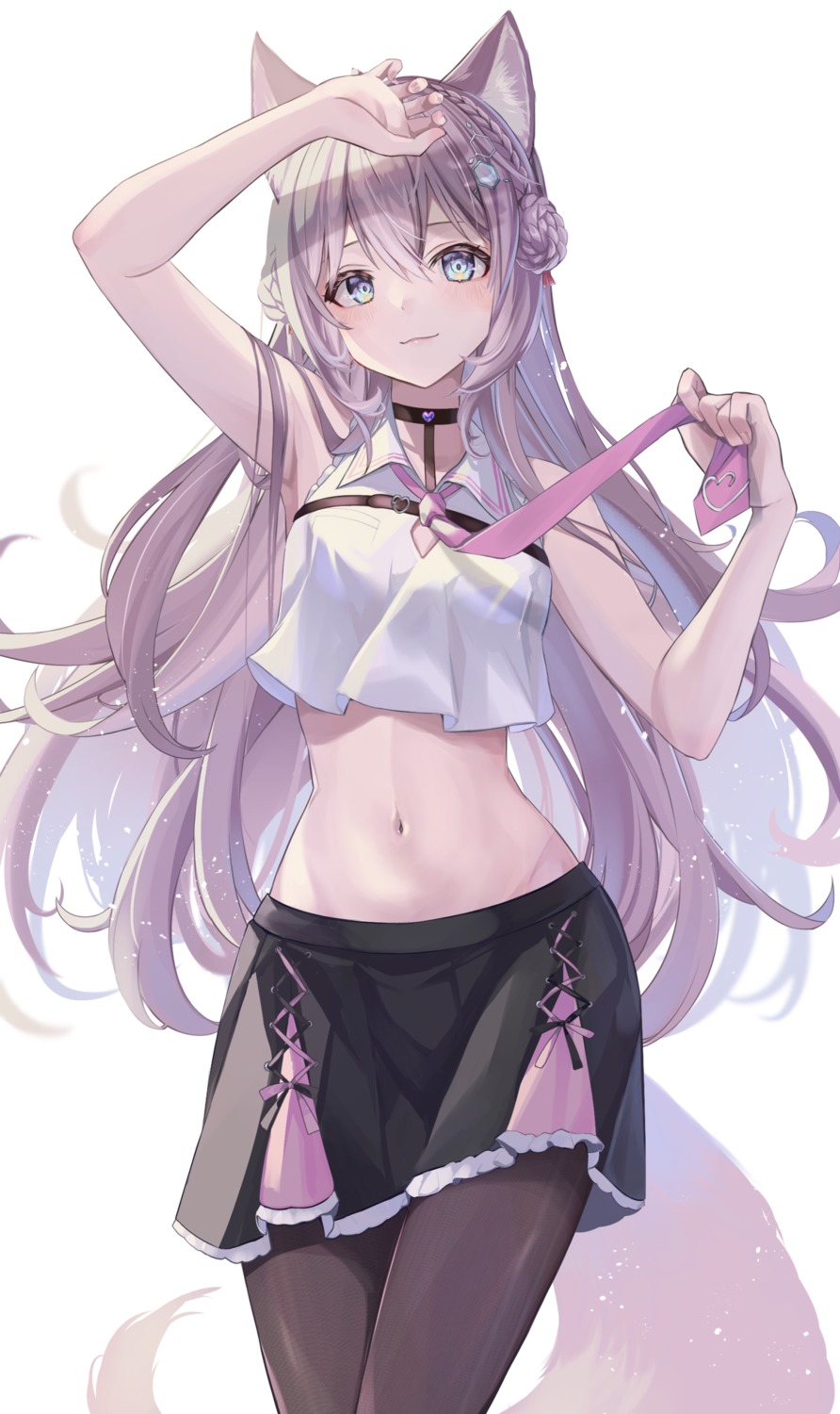 animal_ears, hakui_koyori, hololive, pantyhose, pi_tayuko, tail