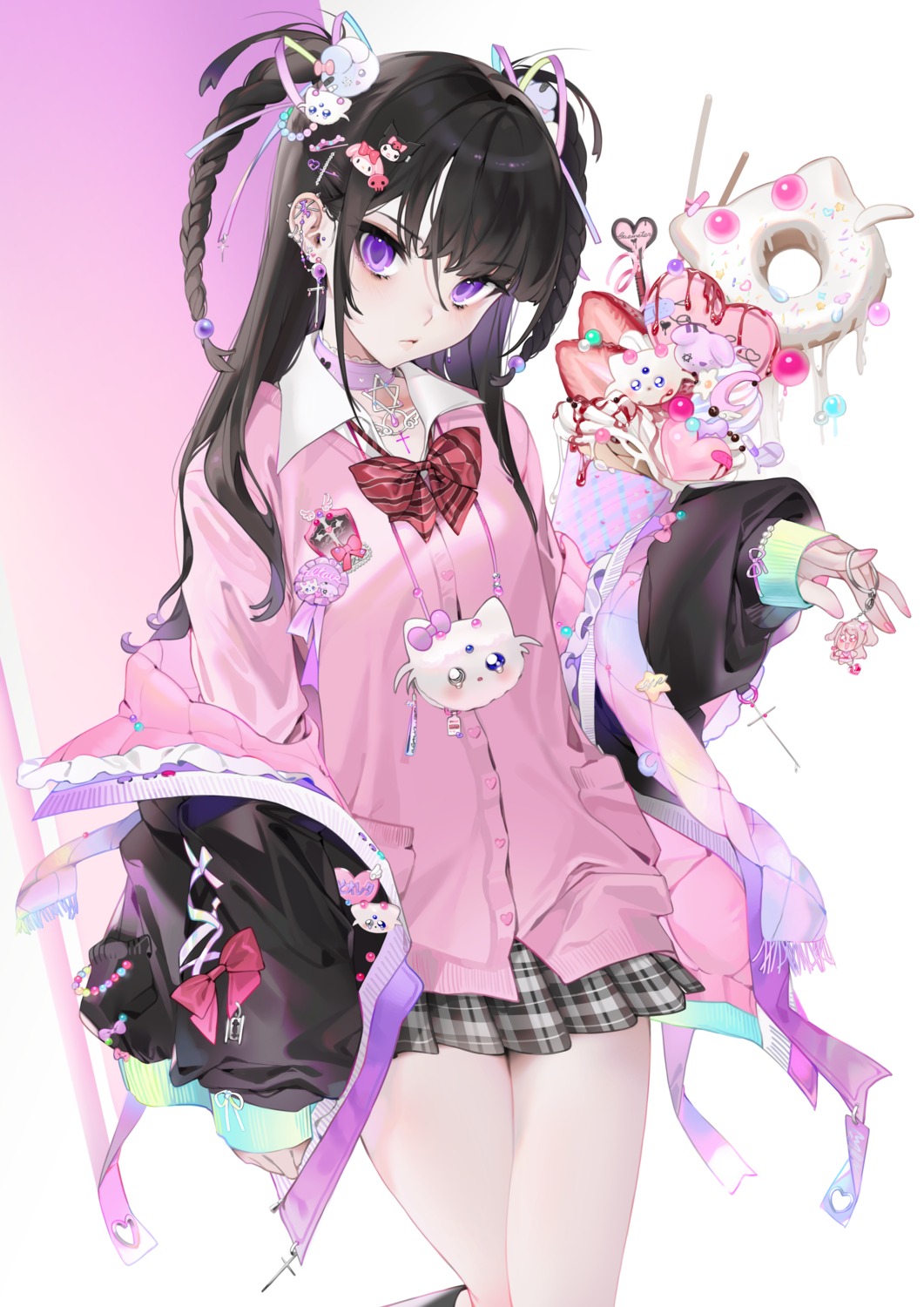 gothic_lolita, kuromi_(sanrio), lolita_fashion, my_melody, onegai_my_melody, seifuku, sweater, unxi, violeta_(unxi)