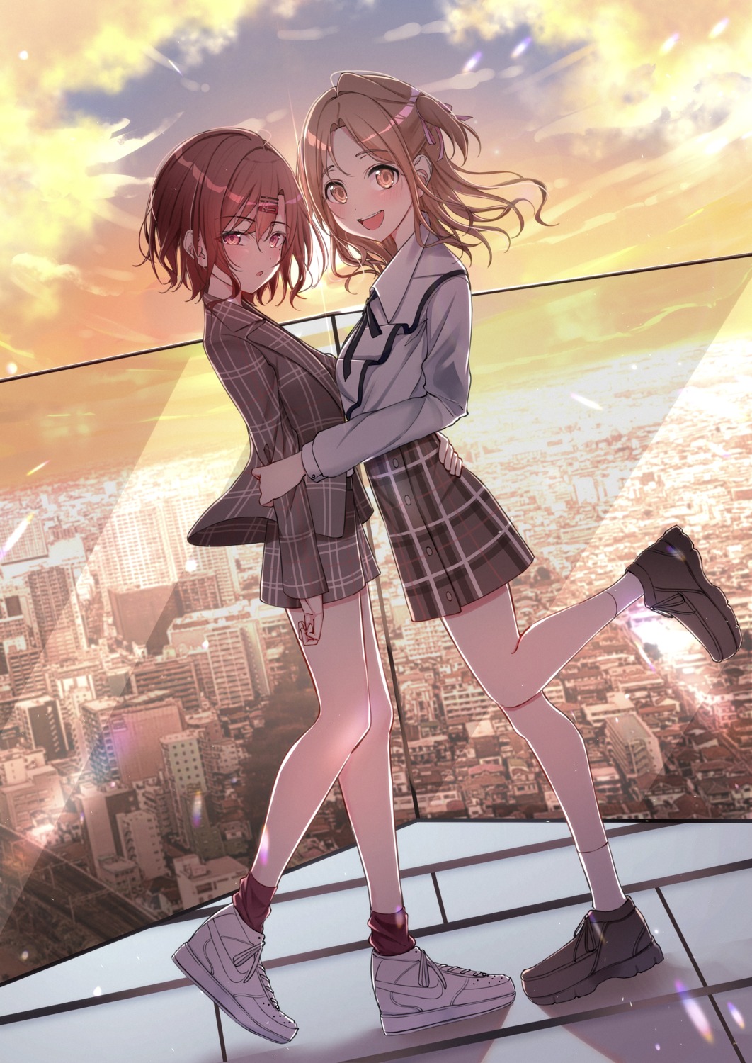 higuchi_madoka, ichikawa_hinana, symmetrical_docking, the_idolm@ster, the_idolm@ster_shiny_colors, yuri, yzk_knmn