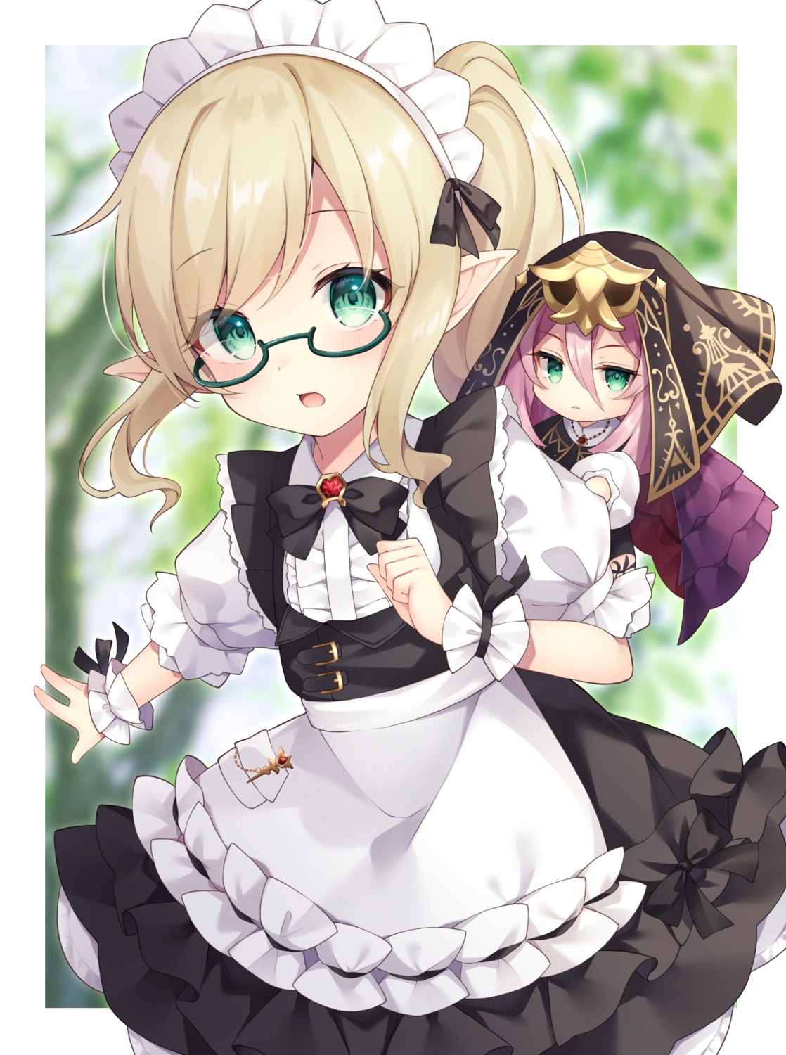 chibi, final_fantasy, final_fantasy_xiv, lalafell, maid, megane, miy@, pointy_ears